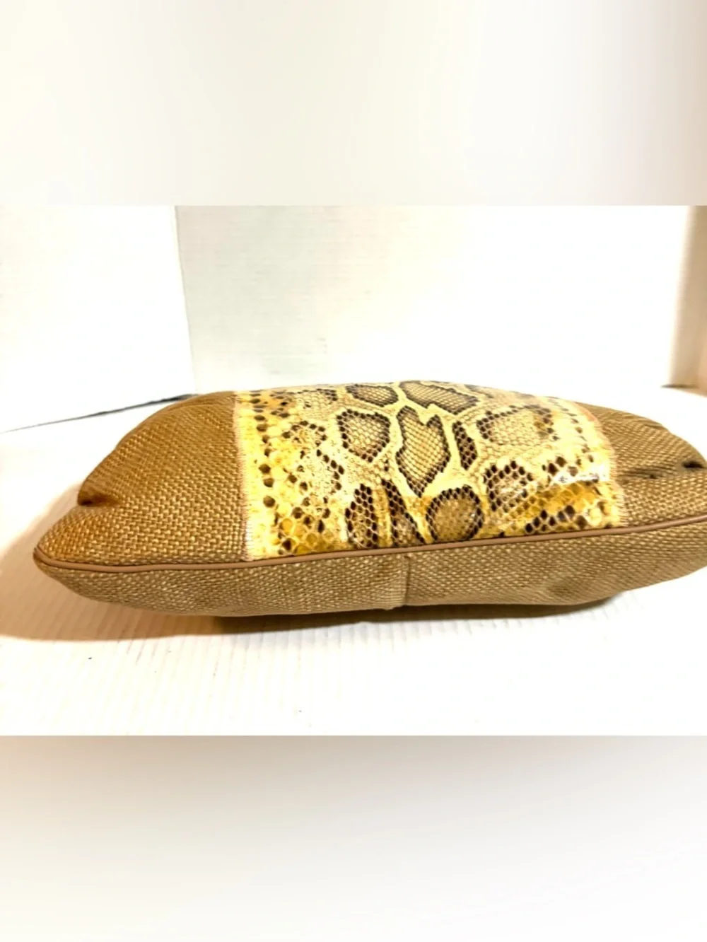 Vintage Gold and Tan Snakeskin Wristlet Clutch